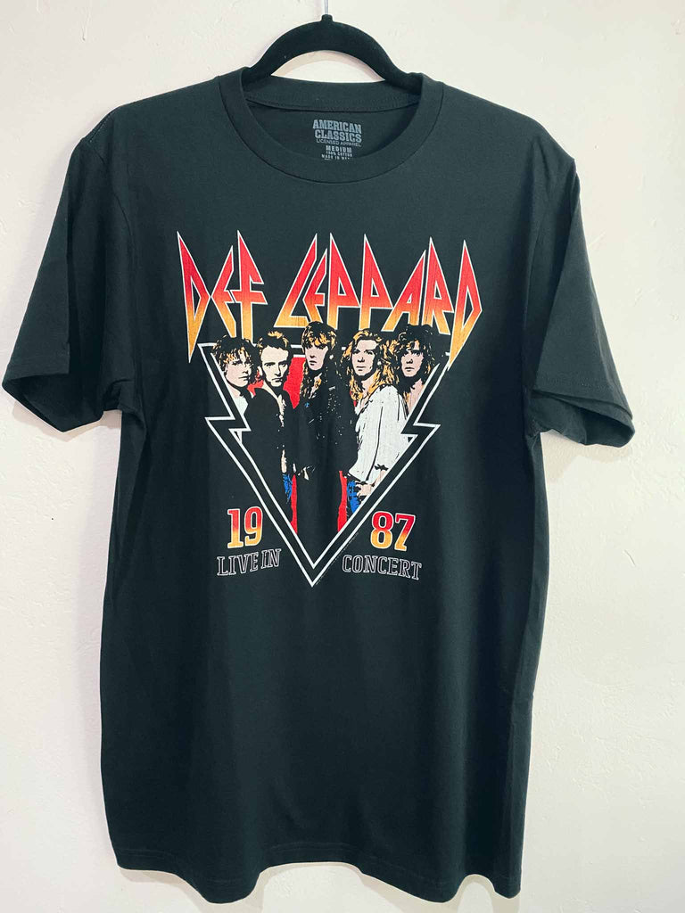 Def Leppard 1987 Live in Concert Band T-Shirt | Black t-shirt with front graphic | Officially licensed merchandise | Band tee | Available at Rock & Roll Jane
