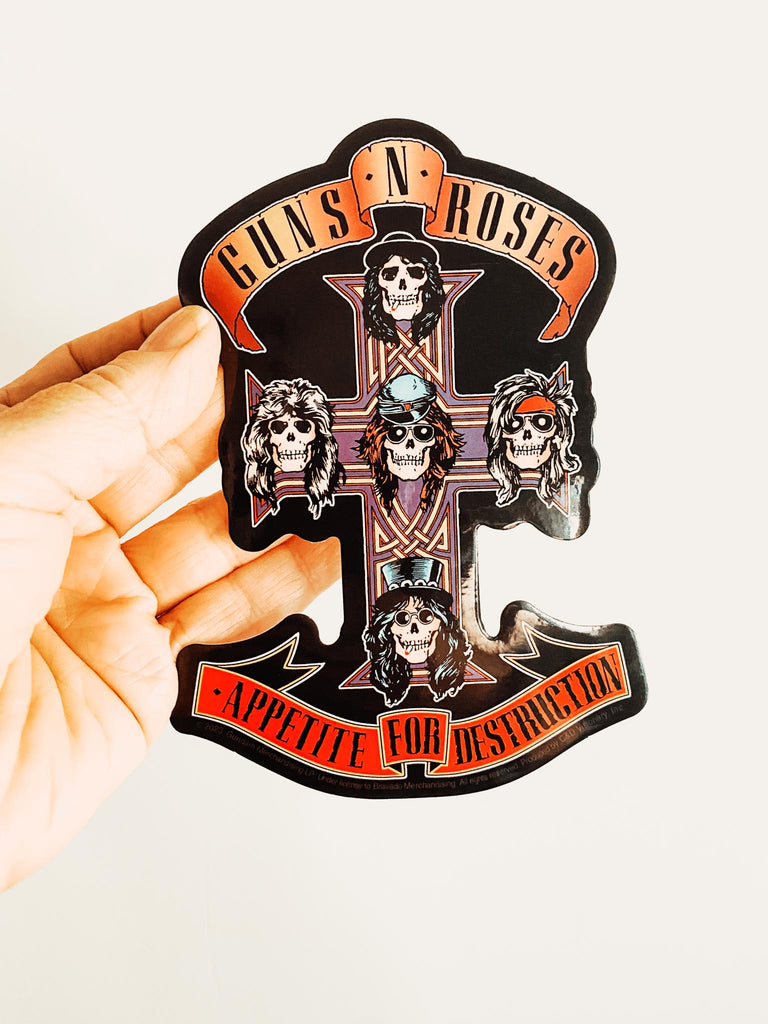 Officially licensed Guns N' Roses Appetite for Destruction sticker. Available at Rock & Roll Jane.