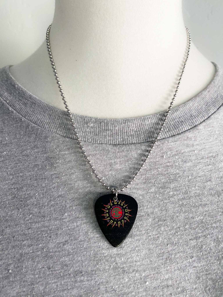 Alice in Chains guitar pick necklace | 18" silver ball chain with same design front and back | Band jewelry | Available at Rock & Roll Jane