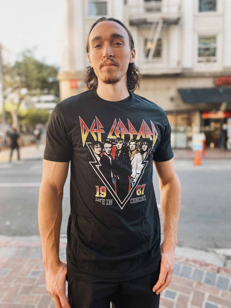 Def Leppard 1987 Live in Concert Band T-Shirt | Black t-shirt with front graphic | Officially licensed merchandise | Band tee | Available at Rock & Roll Jane