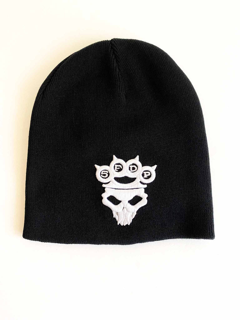 Five Finger Death Punch Beanie | Black knit hat with emroidered logo | Available at rockandrolljane.com | Officially licensed band tees and accessories