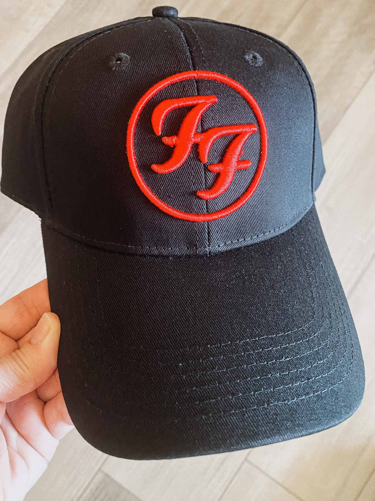 Foo Fighters FF Round Embroidered Logo Baseball Cap | Official merchandise band hat | Rock & Roll Jane