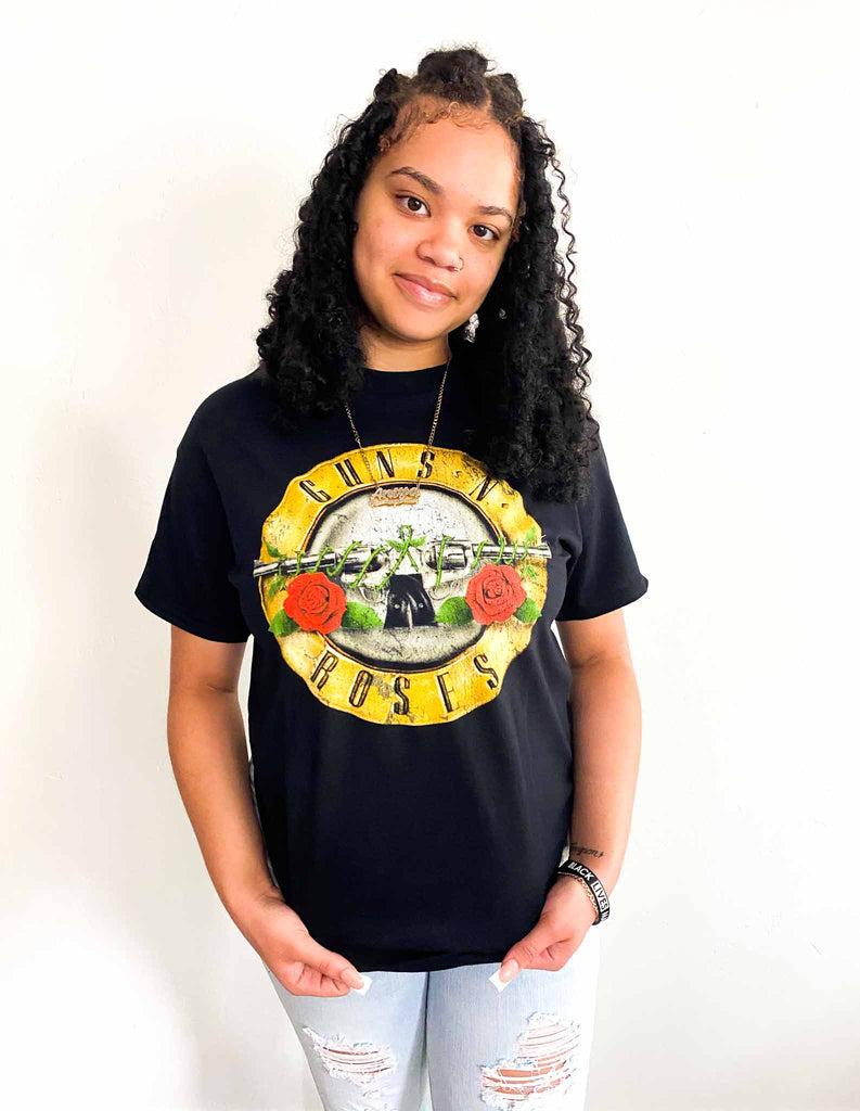 Guns N' Roses Distressed Bullet logo t-shirt | Officially licensed band tee | band merch | Available at Rock & Roll Jane