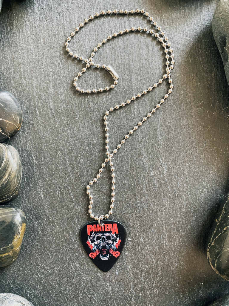 Pantera guitar pick necklace | 18" ball chain with extra cord | Rock & Roll Jane | Officially licensed band tees and band merch