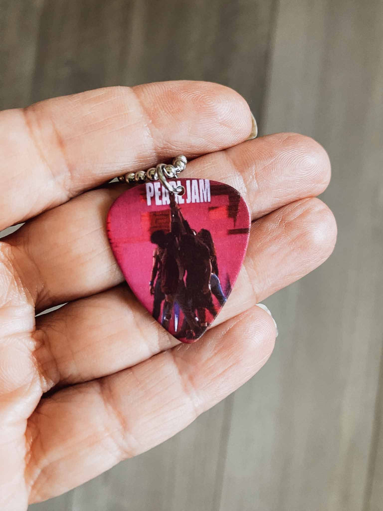 Pearl Jam Guitar Pick Necklace | 18" ball chain with extra cord | Officially licensed band tees and merch | Rock & Roll Jane