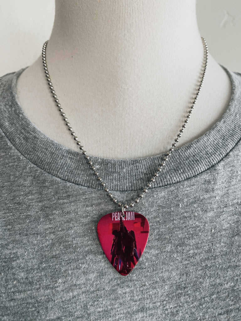Pearl Jam Guitar Pick Necklace | 18" ball chain with extra cord | Officially licensed band tees and merch | Rock & Roll Jane