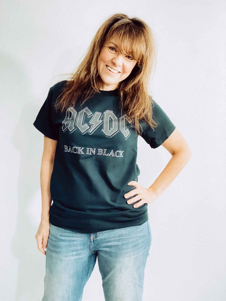 AC/DC Back in Black short sleeve band tee | Officially licensed band tees and accessories | Rock & Roll Jane