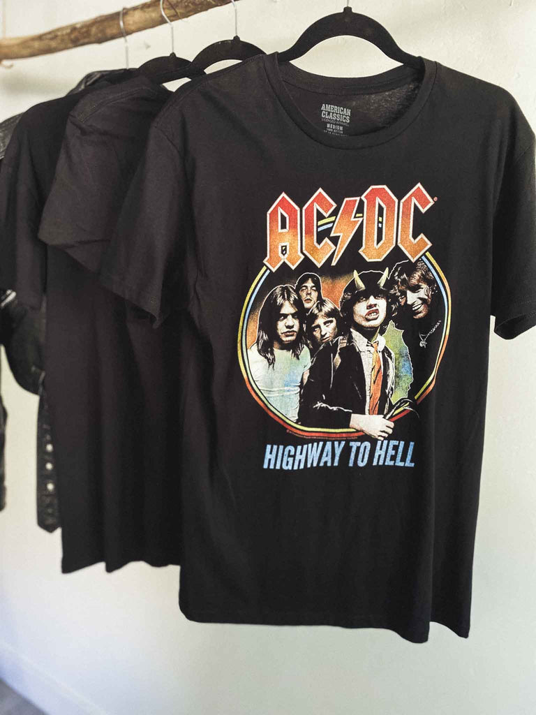 AC/DC Highway to Hell Tricolor Adult t-shirt | Officially Licensed Merchandise | Rock & Roll Jane