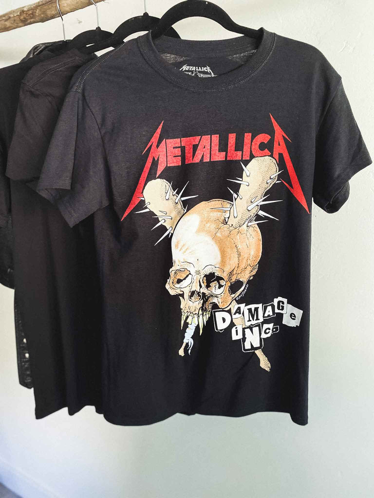 Metallica Damage Inc. Tour Black Adult T-shirt | Officially licensed Band tee | Artwork by Pushead | Rock & Roll Jane