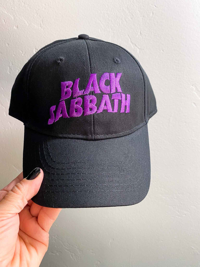 Black Sabbath Purple embroidered logo black baseball cap | officially licensed band merch | Rock & Roll Jane