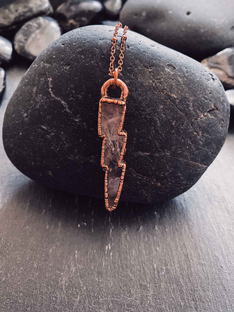 Clear Quartz Crystal Lightning Bolt Necklace | Gemstone Jewelry | Rock & Roll Jane