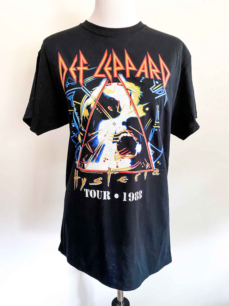 Def Leppard Hysteria Tour 1988 Black Short Sleeve Band T-Shirt | Rock and Roll Jane