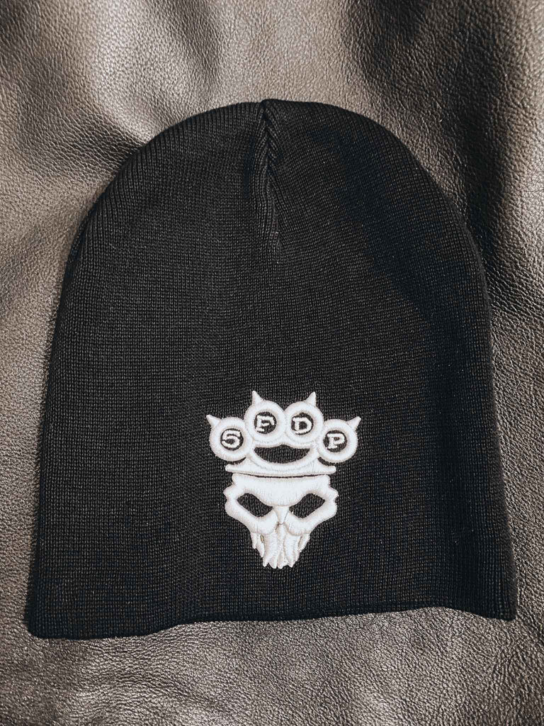 Five Finger Death Punch Beanie | Black knit hat with emroidered logo | Available at rockandrolljane.com | Officially licensed band tees and accessories