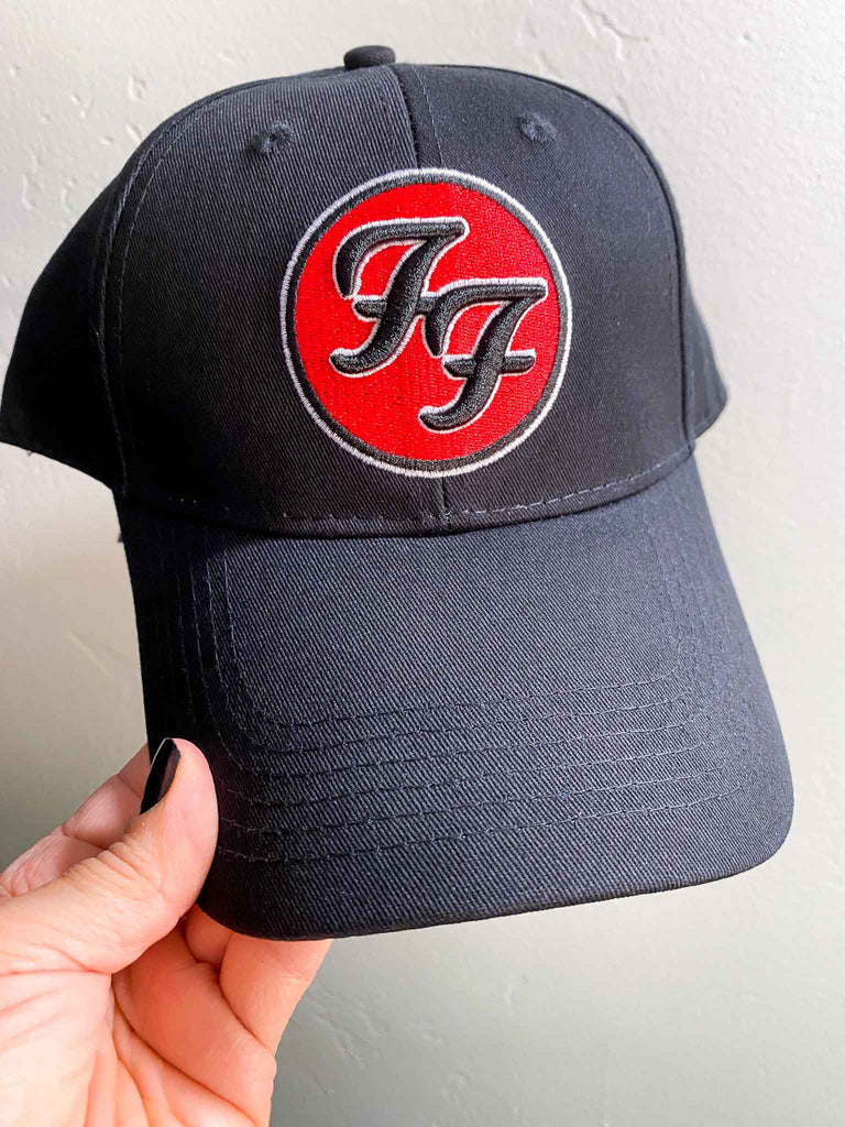 Foo Fighters FF Round Embroidered Logo Baseball Cap | Official merchandise band hat | Rock & Roll Jane