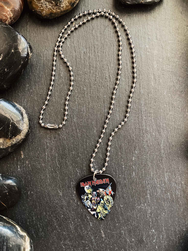 Iron Maiden Guitar Pick Necklace | Band merchandise and Jewelry | Rock & Roll Jane