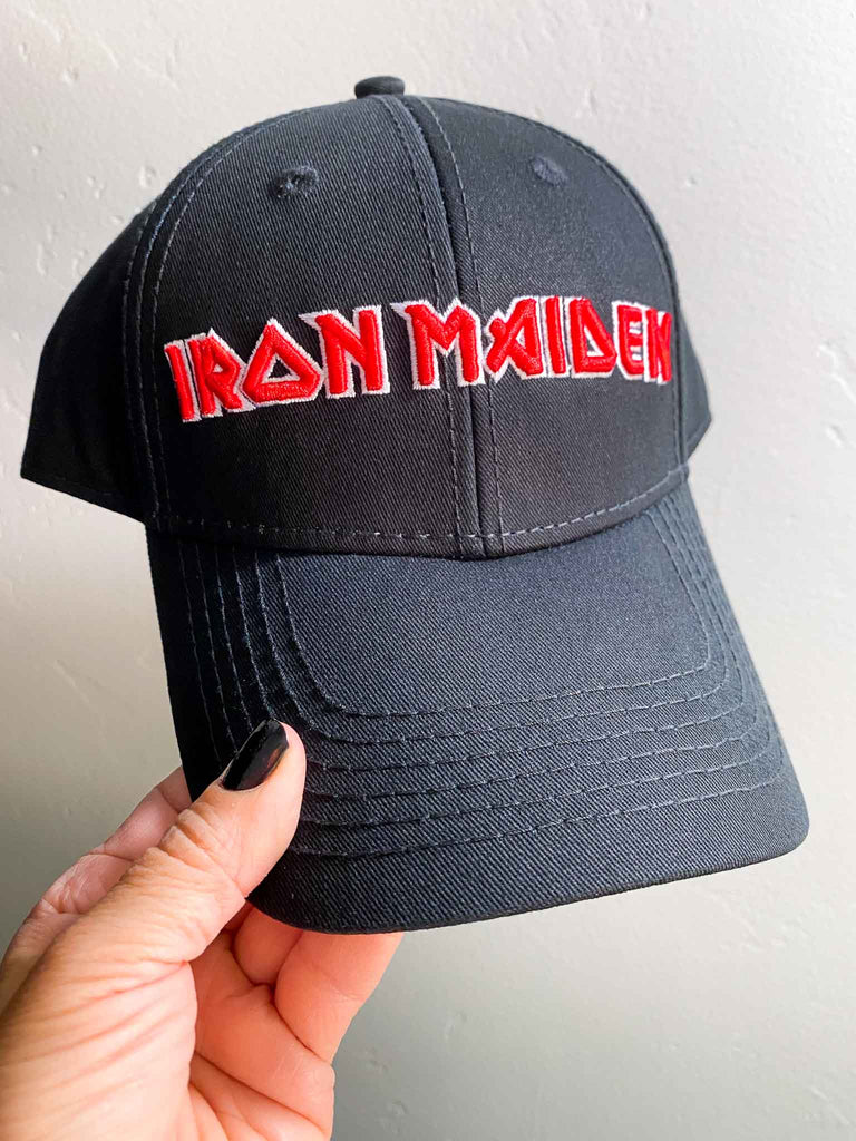 Iron Maiden Red Embroidered Logo Baseball Cap | Official Band Merch | Rock & Roll Jane