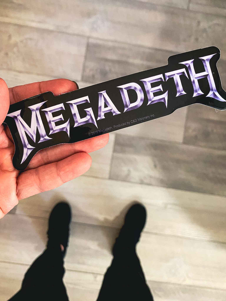 Megadeth Silver logo sticker | Officially licensed rock and roll merchandise | Rock & Roll Jane