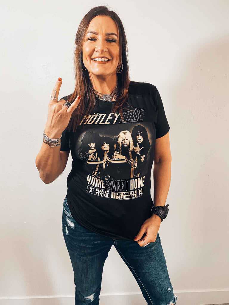 Motley Crue Home Sweet Home Concert Adult T-shirt | Officially licensed band tee | Rock & Roll Jane