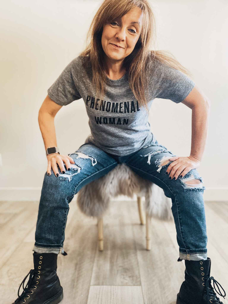 Phenomenal Woman gray short sleeve t-shirt by Phenomenal Woman Action Campaign | Rock & Roll Jane | Officially licensed band tees and more