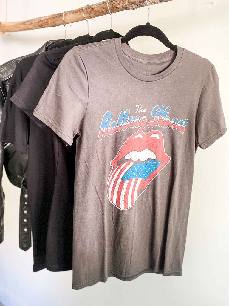 Rolling Stones American Flag Tongue | Officially licensed band tee | Rock & Roll Jane