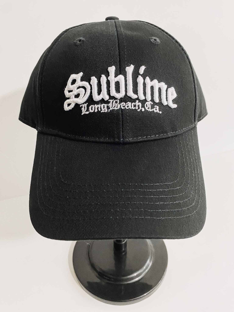Sublime officially licensed black baseball cap with embroidered logo in white | official band merch | Rock & Roll Jane