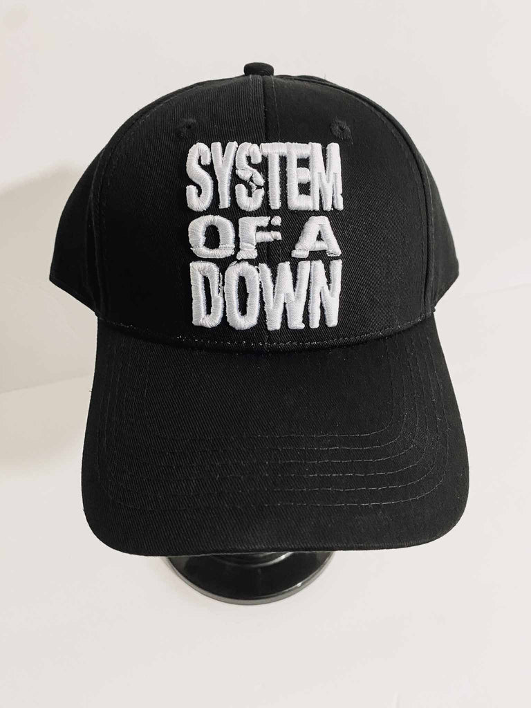System of a Down officially licensed black baseball hat | embroidered logo on front with adjustable snap strip | official band merch | Rock & Roll Jane
